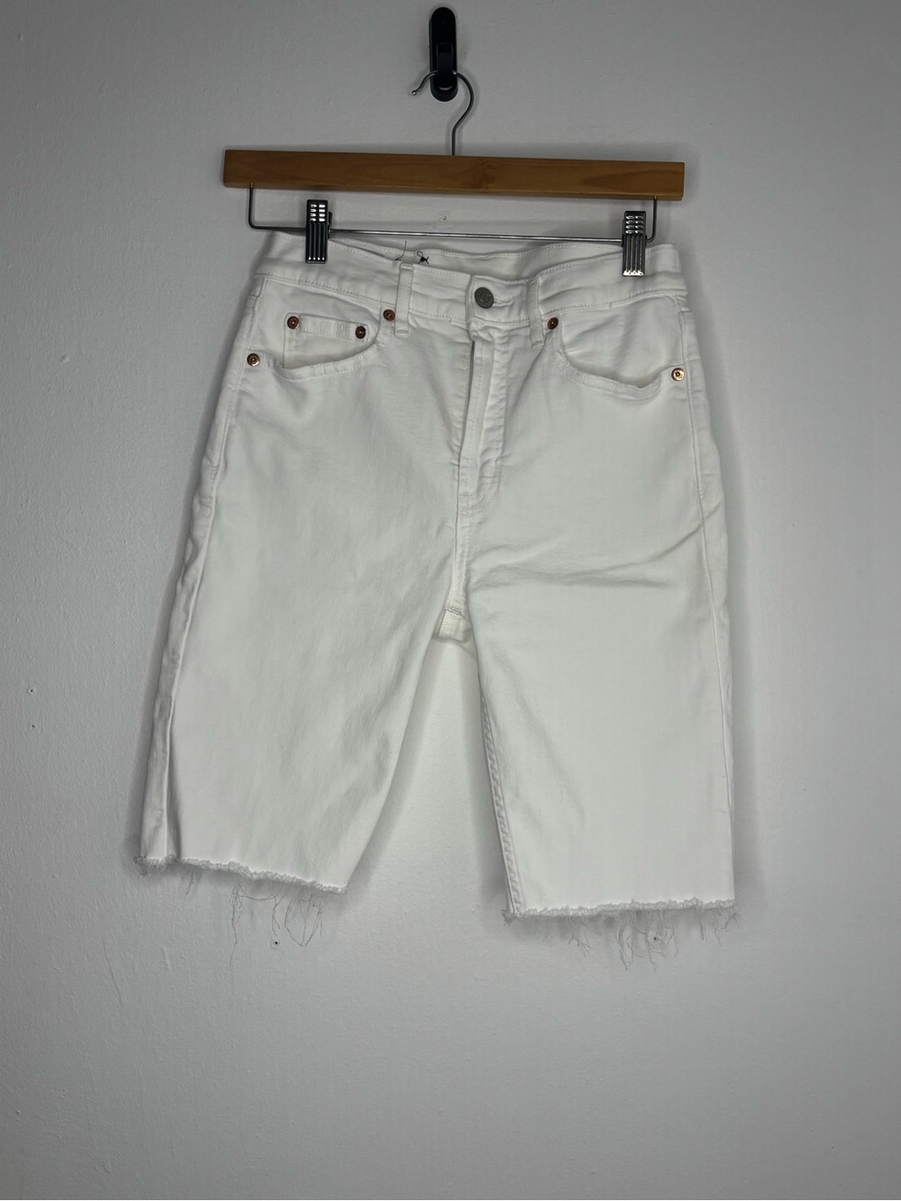 GapWhite High-Rise Denim Bermuda Shorts